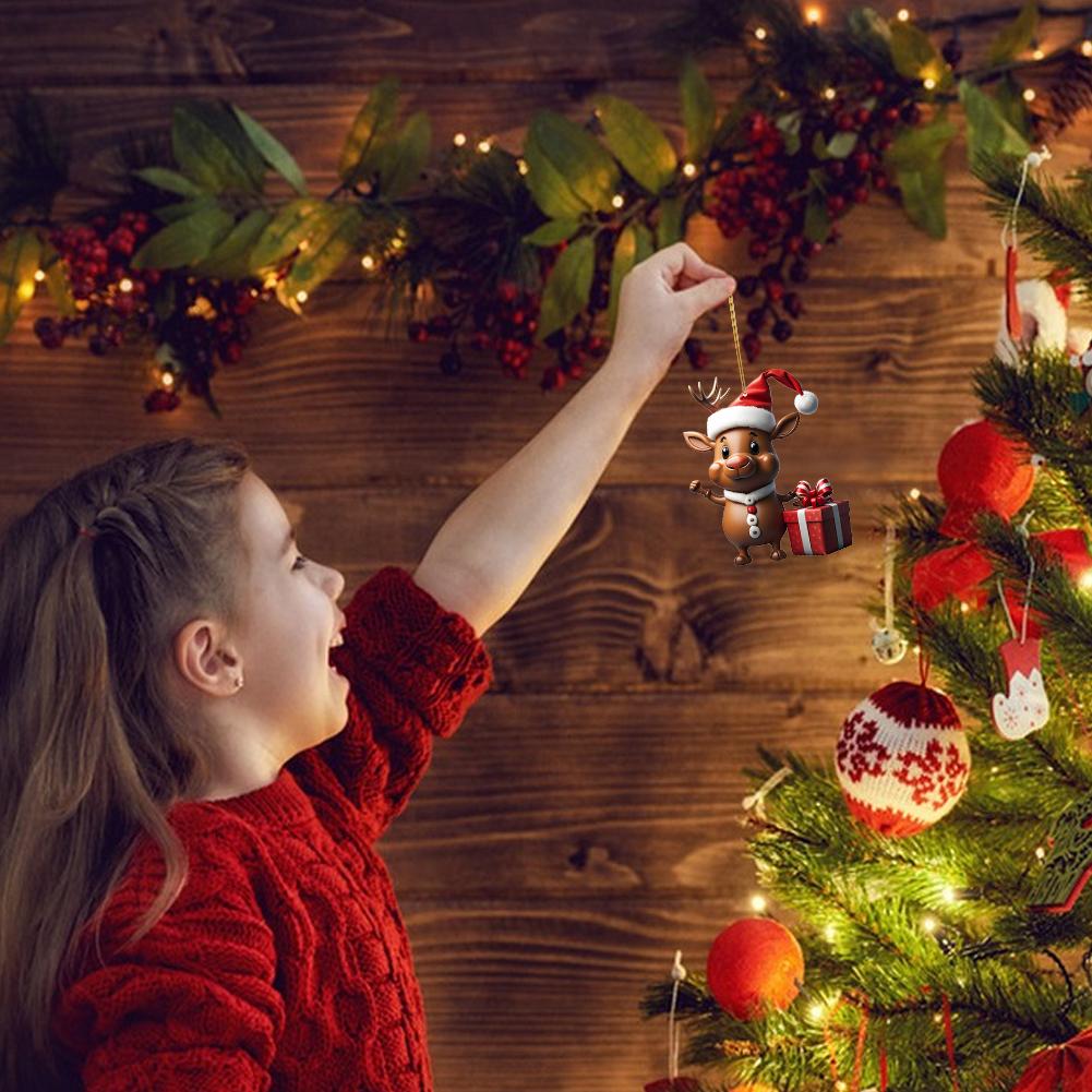 2025 Christmas Ornaments Elk Pendant Hanging Decoration Gift Cute Dog Cat Hanging Tree Cartoon Product Pendant Party Supplies