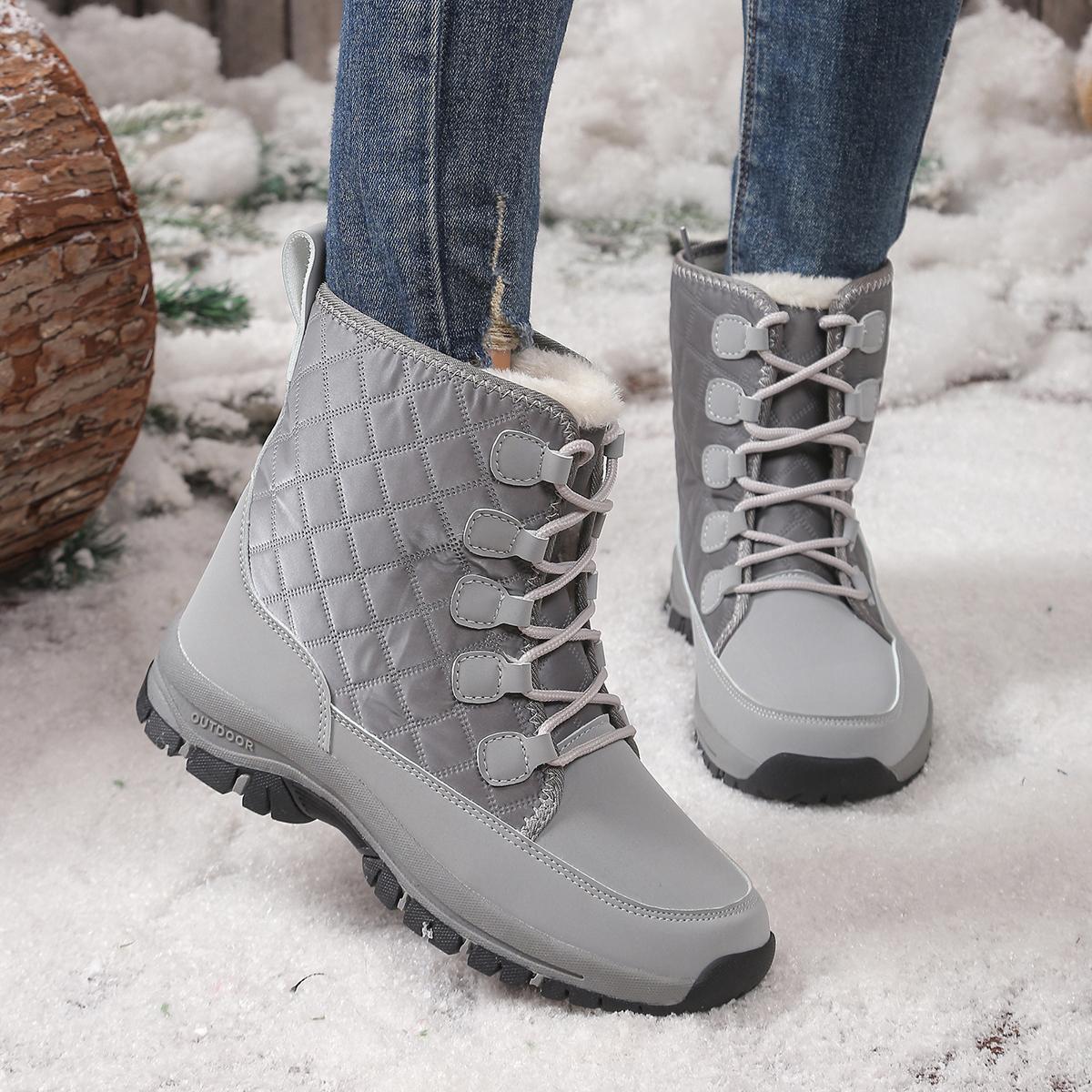 Женские зимние ботильоны с мехом большого размера белые с высоким голенищем теплые водонепроницаемые для активного отдыха и походов 36-43 EU 36 серый 3167₽