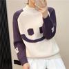 Autumn women's new semi-turtleneck knitted bottoming shirt contrasting smiley face with sweater women's top women's clothing