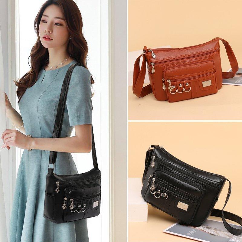 Fashionable Casual Shoulder Bag, Handbag, Multi-layer Large Capacity Crossbody Bag, Commuting Bag