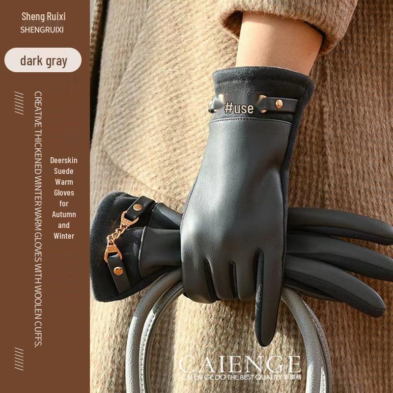 Damen Winterhandschuhe mit Fleecefutter: Warm, Winddicht, Touchscreen-Kompatibel, Proteinleder