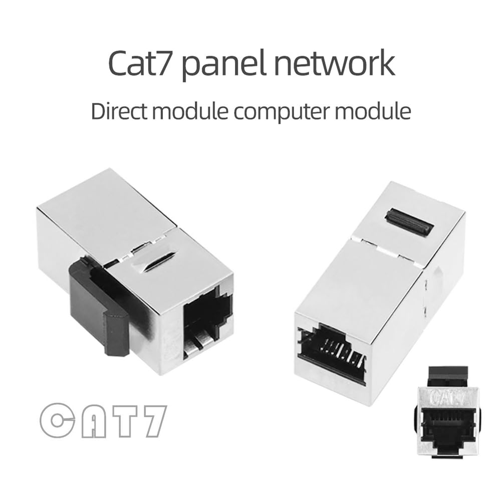 Cablecc 10 Gigabit UTP CAT7 Keystone RJ45 Female to Female 8P8C UTP STP Keystone Inline Coupler Coupler, Shielded,