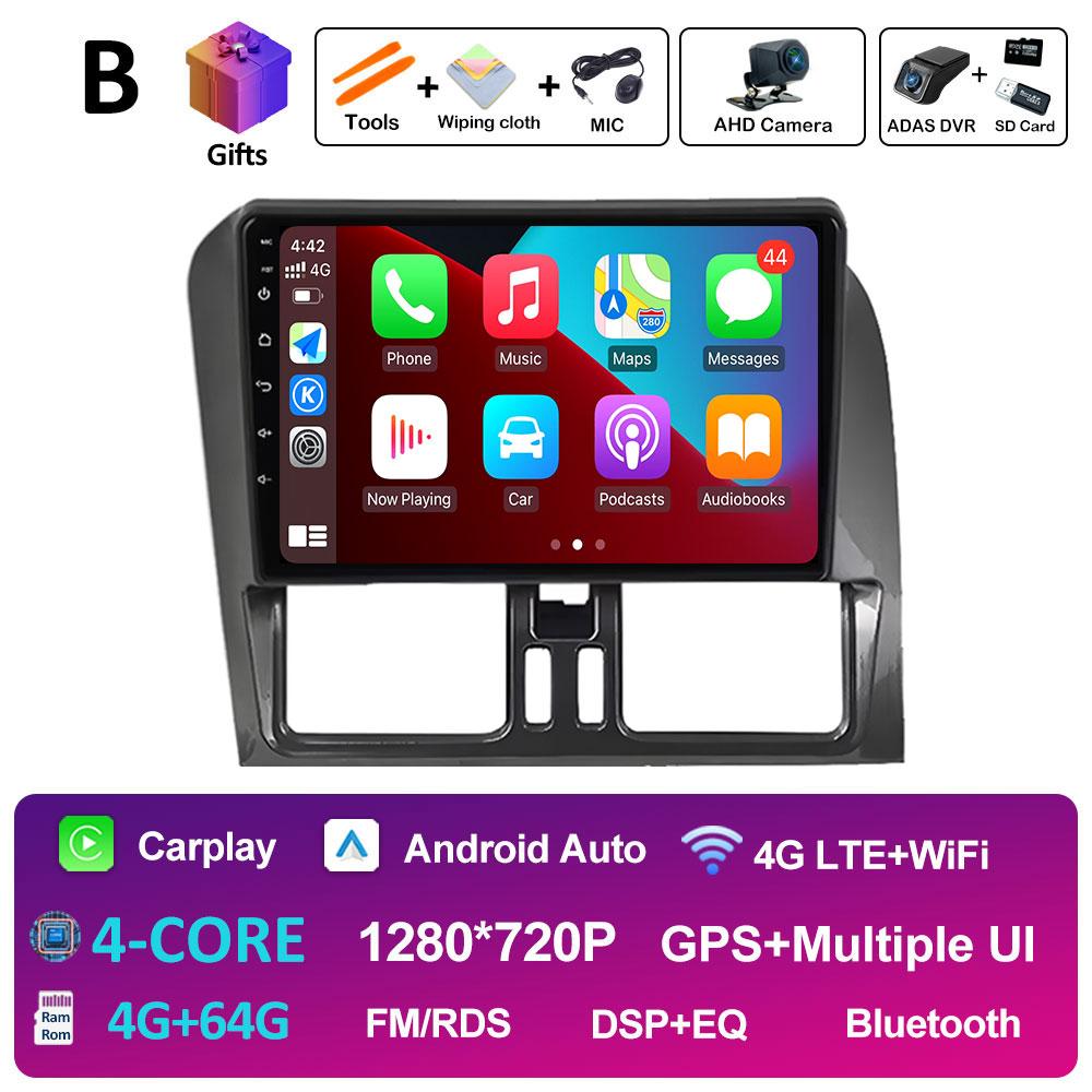 Android 14 Volan pe stânga Pentru Volvo XC60 2009 2010 2011 2012 - 2013 Navigație GPS Wireless Carplay Ventilator de răcire WIFI Unitate principală