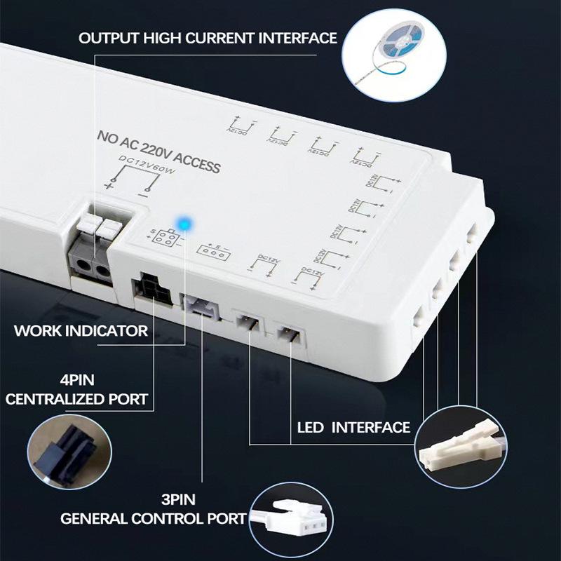 

12V/24V Multi-Port Driver Power Supply for Wardrobe & Cabinet Lights - European Plug, 8.3A 12V 24W