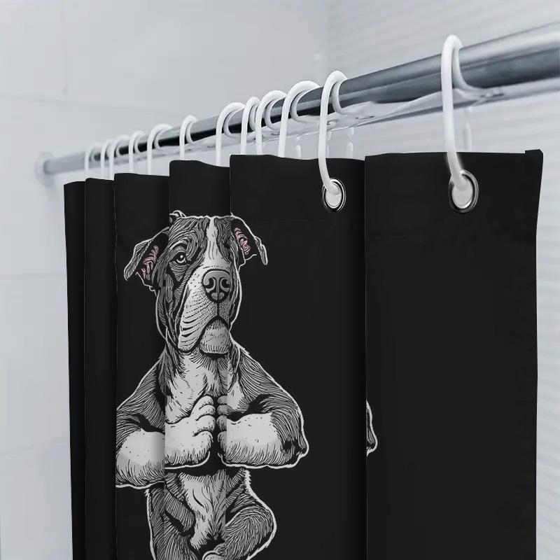 Yoga Dog Shower Curtain Bathroom Decor Zen Animal Portrait Nature Wall Art Home Decor Peaceful Serenity Spiritual Tranquility Pe