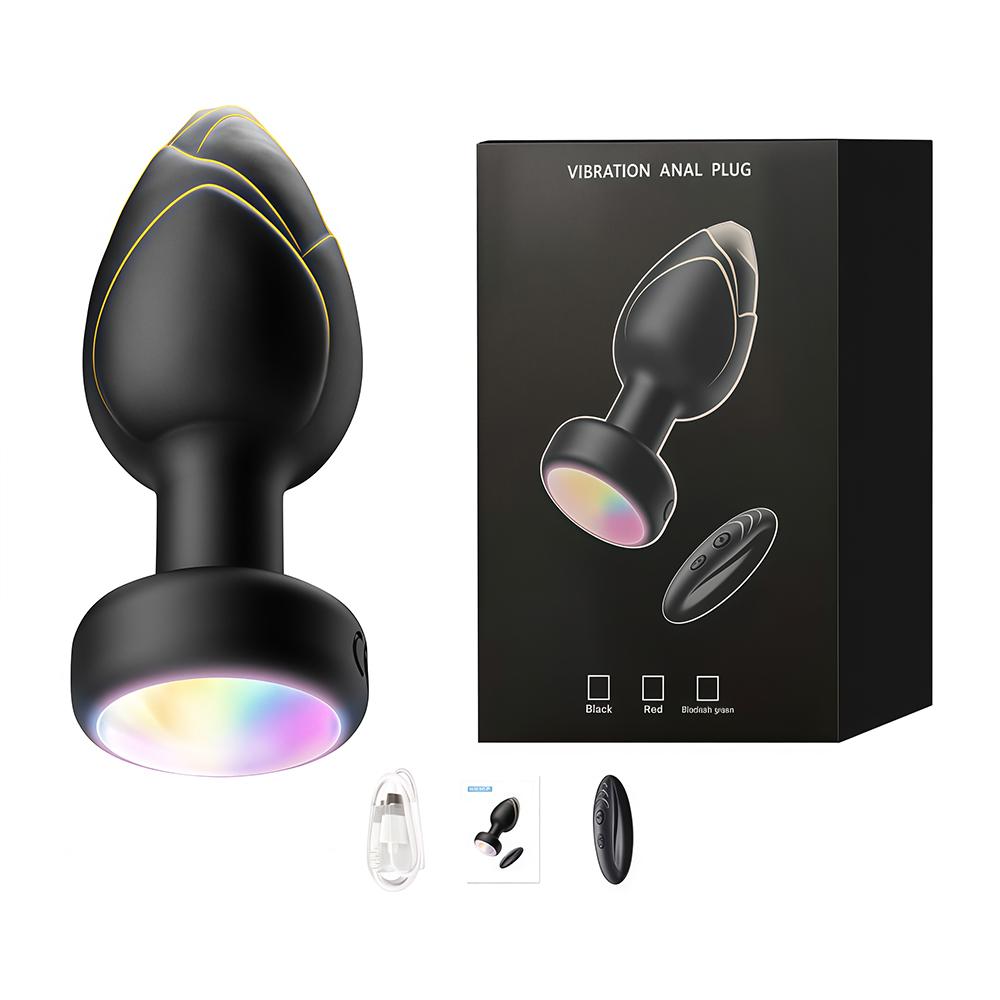 Anal Plug Vibrator Butt Plug Prostate Vibrating Massager Remote Control Female Masturbator Sex Toy for Couple with LED Light