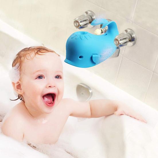 Baby Bathtub Faucet Cover Whale Pattern Anti-collision Cover BPA-Free Silicone Safety Protection Bath Tap Guard