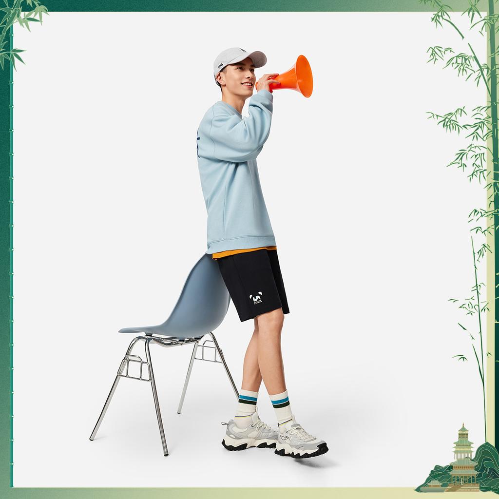 Li Ning Seria Stylu Życia Sportowego Nadruk z Logo Dzianinowe Codzienne Szorty Męskie Szorty Czarne AKSV895-2