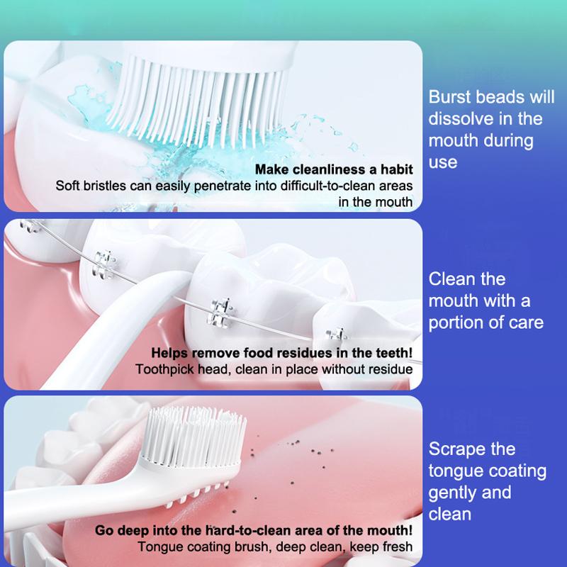 Mint Peach Flavored Bead Toothbrush Deeply Cleanses The Mouth Portable Mini Brush Suitable For Convenient Travel And Travel