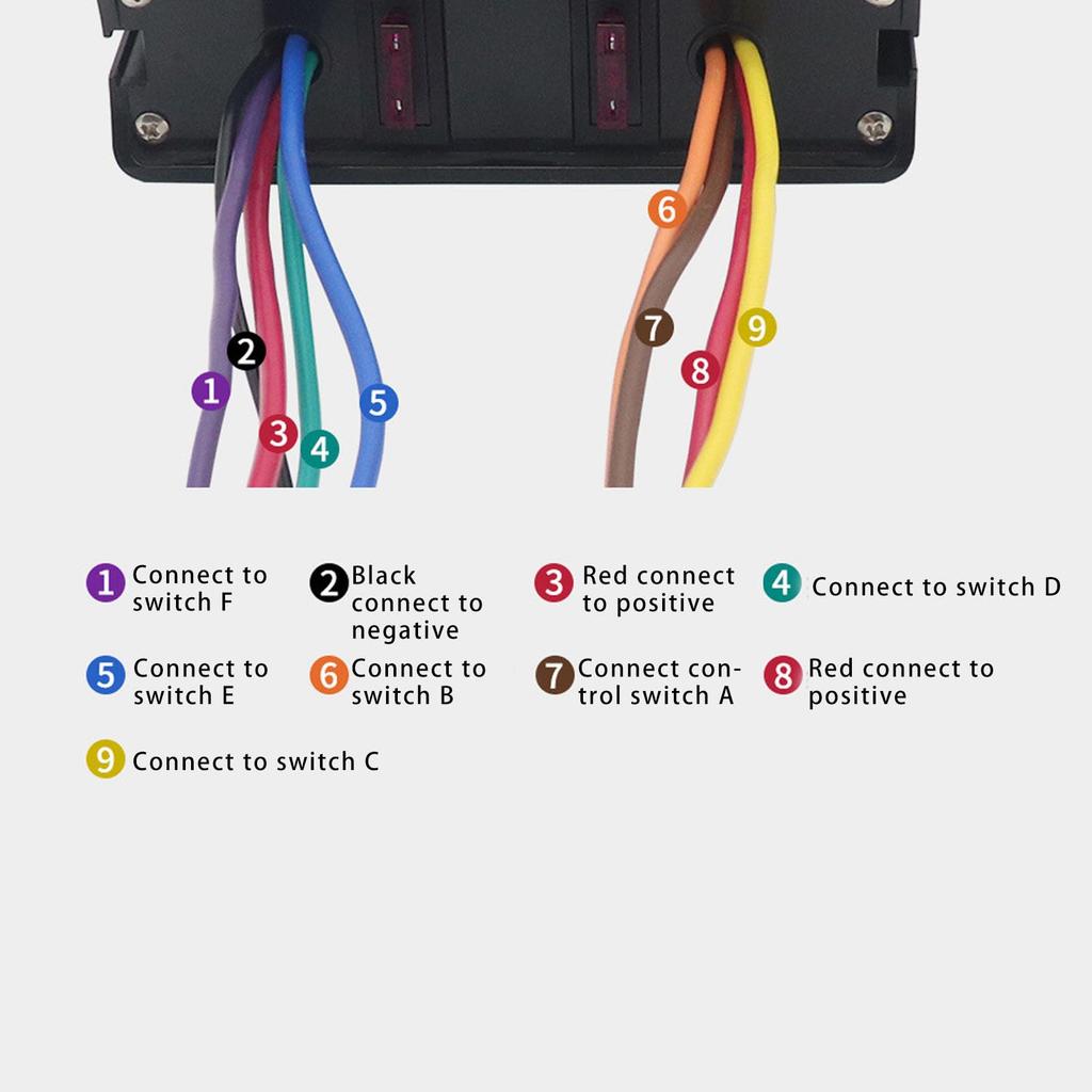 6 Gang Rocker Switch Box, DC12V-24V 40Amp SPST Toggle Switch Panel with Adjustable Mounting