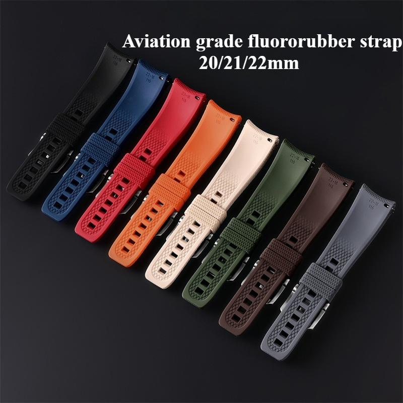 Bracelet en Caoutchouc Fluoro 19mm 20mm 21mm 22mm pour Xiaomi huawei Samsung Swatch MoonSwatch Universel FKM Libération Rapide Bracelet de Montre de Plongée pour Seiko