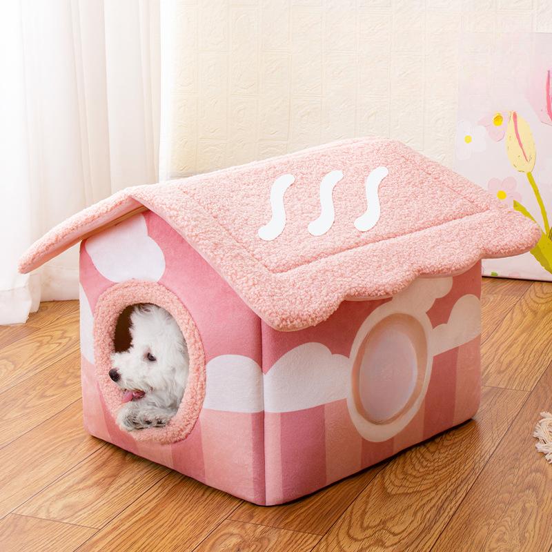 Cuib nou pentru câini și cuib pentru pisici Toamnă și iarnă confortabilă Casă în stil japonez Cuib pentru animale de companie cald și îngroșat Cuib pentru animale de companie Anti-zgârieturi