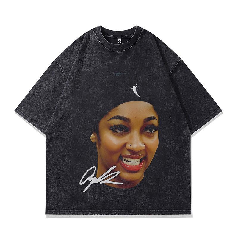 Men'S Short-Sleeved T-Shirt American Retro Portrait Print Washed Half-Sleeved T-Shirt Men'S And Women'S Tide