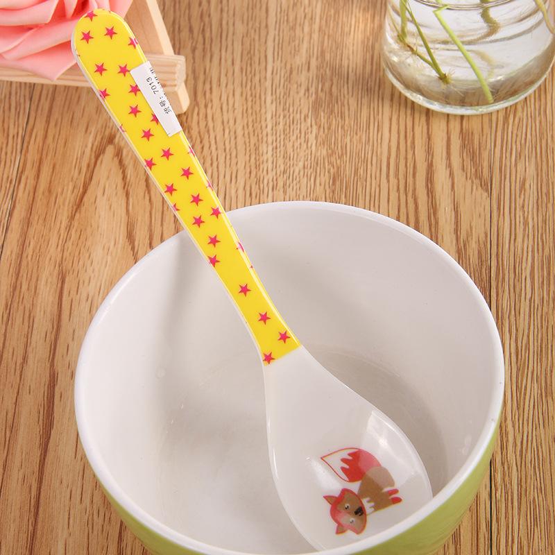 Cute Cartoon Color Baby Feeding Spoon Melamine Small Spoon Coffee Spoon Baby Spoon Cutlery Set