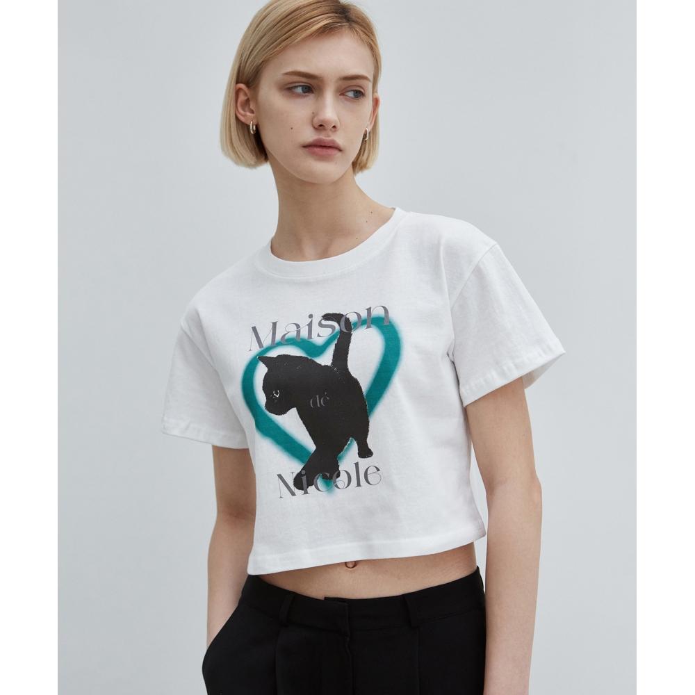 

NICKNICOLE NICOLE MAISON CAT HEART SILKET CROP TOPGREEN