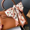 Skinny Ribbon Silk Scarf Women Lovely Fruits Print Foulard Hairband Headband Female Soft Satin Handle Bag Neck Ties Neckerchief