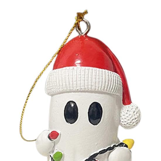 Christmas Ghost Pendant Resin 3D Ghost Hanging Ornament Mini Santa Hat
