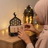 Wooden Eid Mubarak Calendar Blocks Moon Castle Adjustable Dates Ramadan Countdown Calendar Decorative Ramadan Advent Calendar