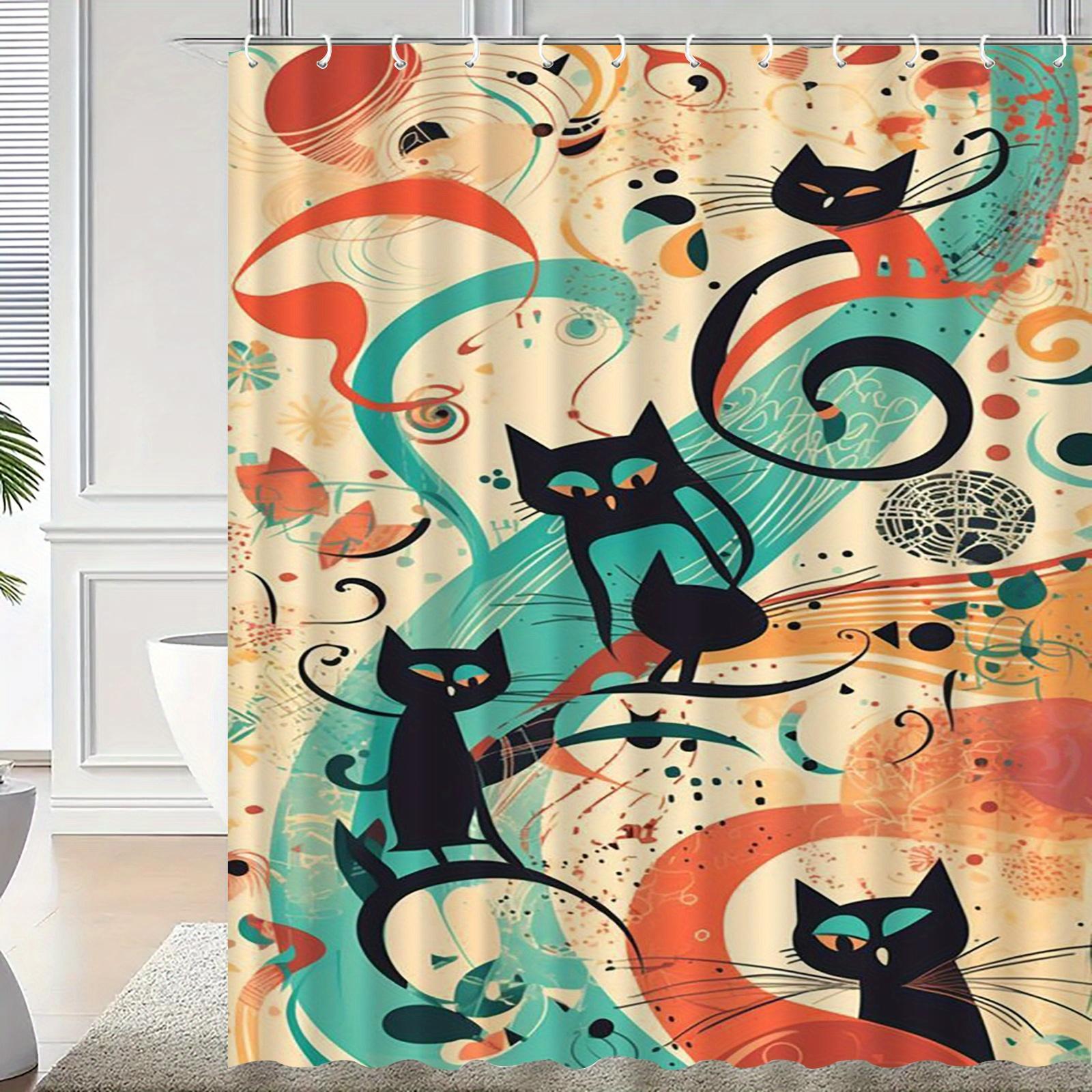 

Playful Cats Shower Curtain: Embrace the Vibrant Art Design, Soft Fabric, and Whimsical Vibes for Your Fun Bathroom W90XH180cm