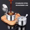 Kitchen Condiment Box Non Slip Counter Storage Stainless Steel Seasoning Jar Airtight Lidded for Meal Prep Dish Serving Catering