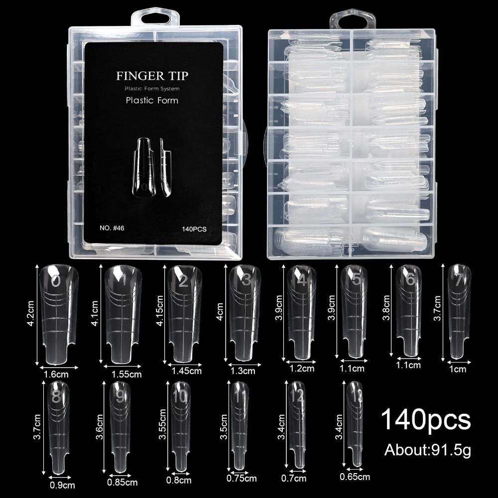 70/140/150Pcs 70/140/150Pcs Nail Molds Transparent Top Nail Forms For Builder Extension