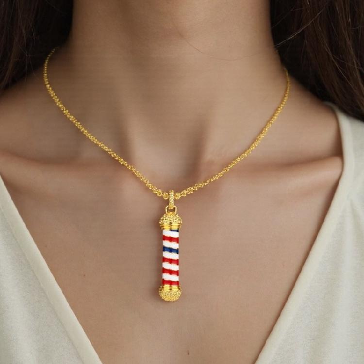 Elegante Barberstangen-Anhänger-Halskette Modeaccessoire für trendige Männer und Frauen, die Barber-Kultur-Stücke lieben