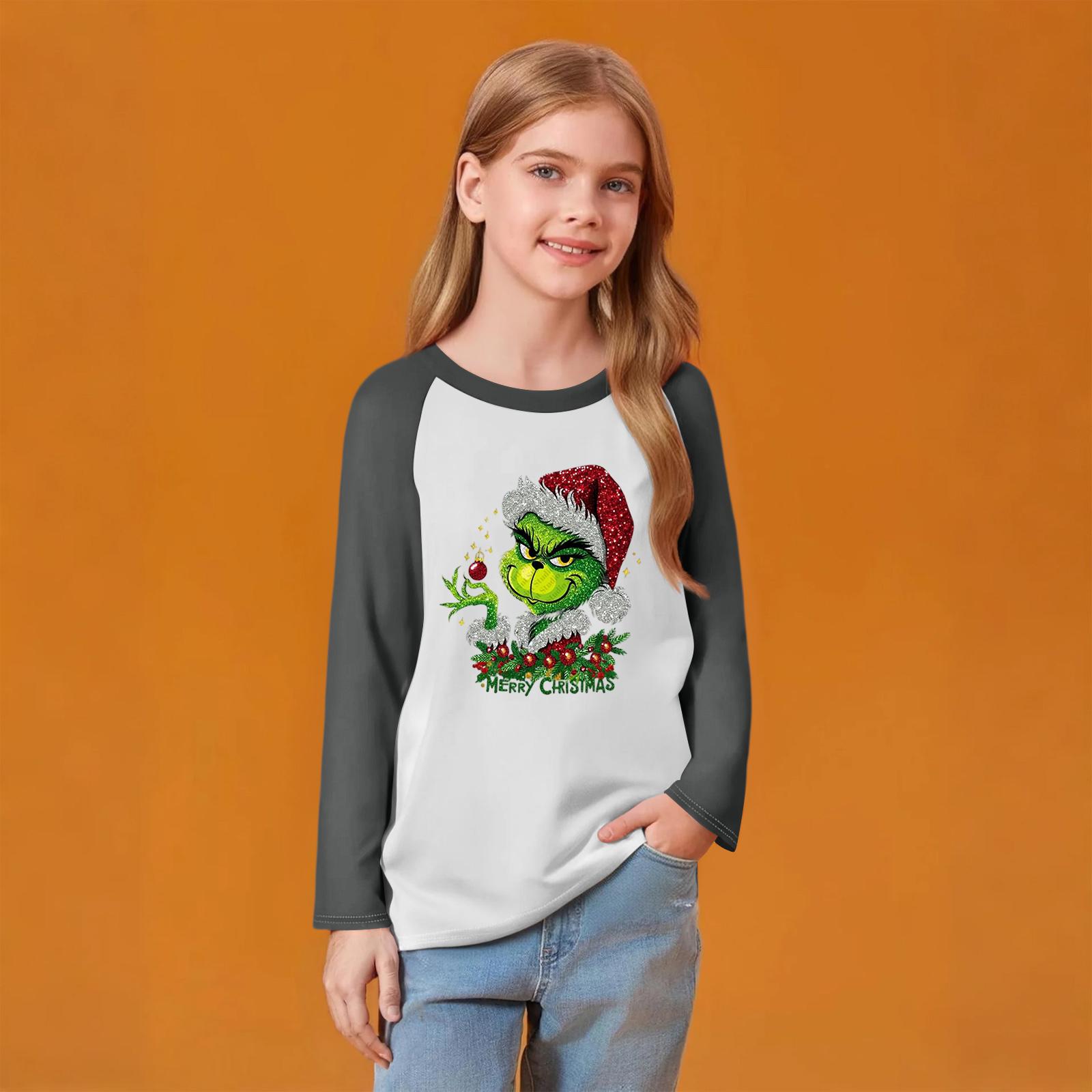 

Детский модный удобный пуловер с рождественским принтом на шее, топ с длинным рукавом 120