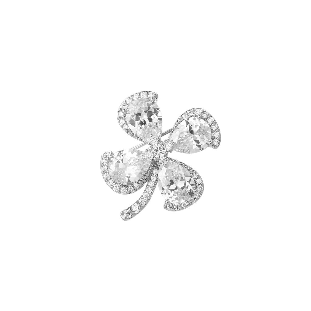 Snowflake & Butterfly Zircon Brooch with Freshwater Pearl for Women's Korean Style Suit Coat