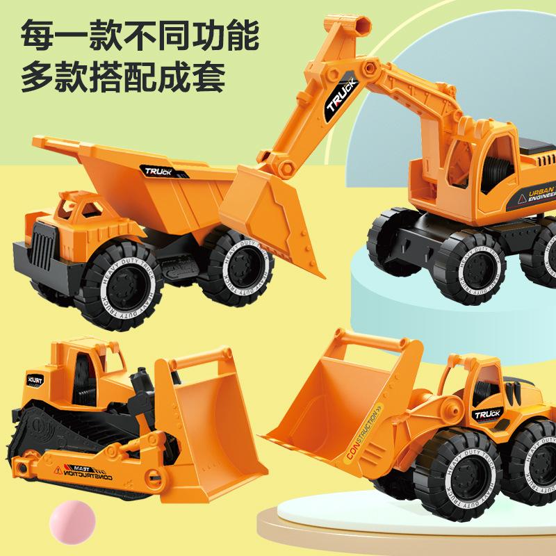 Children'S Large Simulation Sliding Construction Vehicle Toy Set Excavator Bulldozer Toy Car Stall