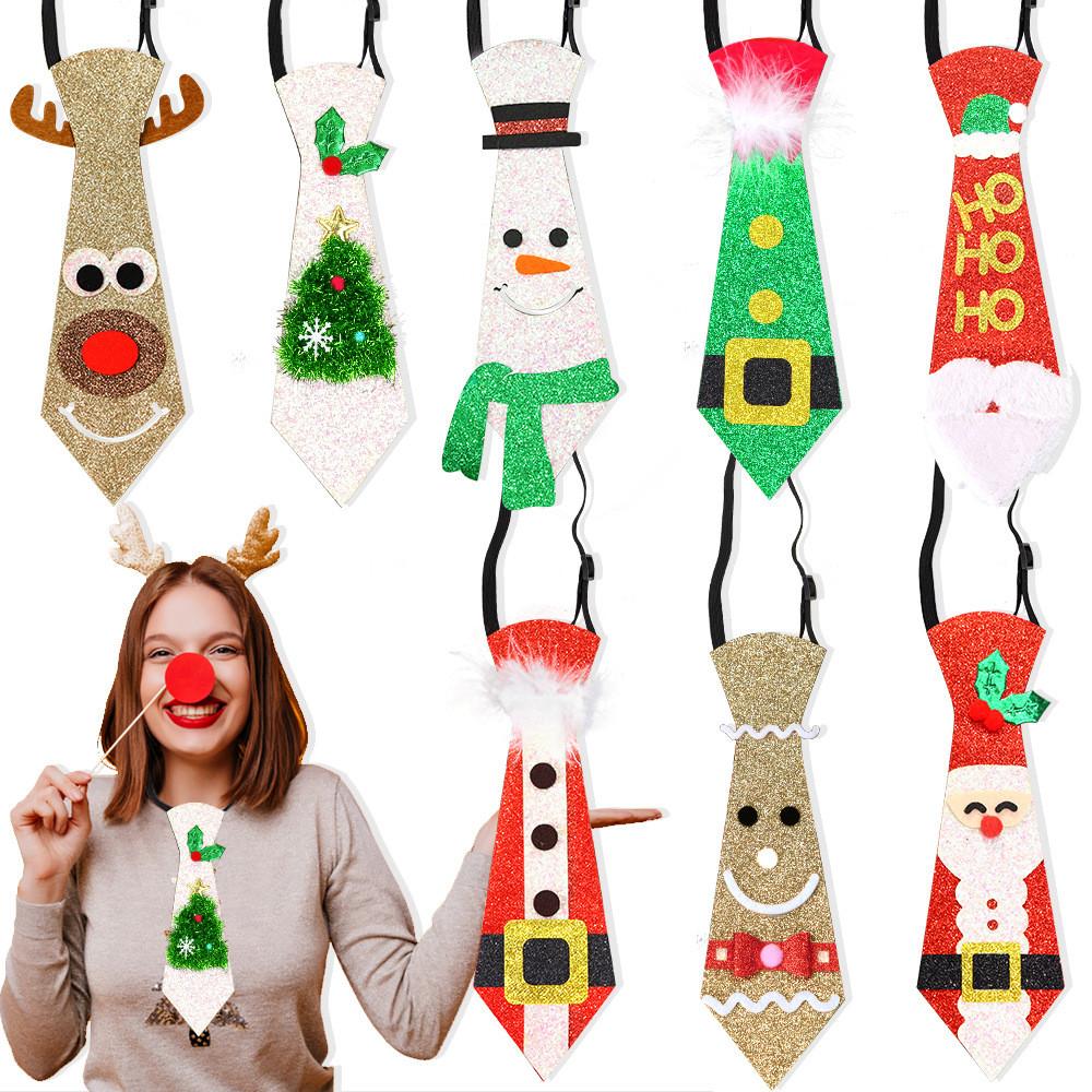 Christmas Festive Kids Tie With Cheerful Santa Reindeer And Snowman Designs For Fun Holiday