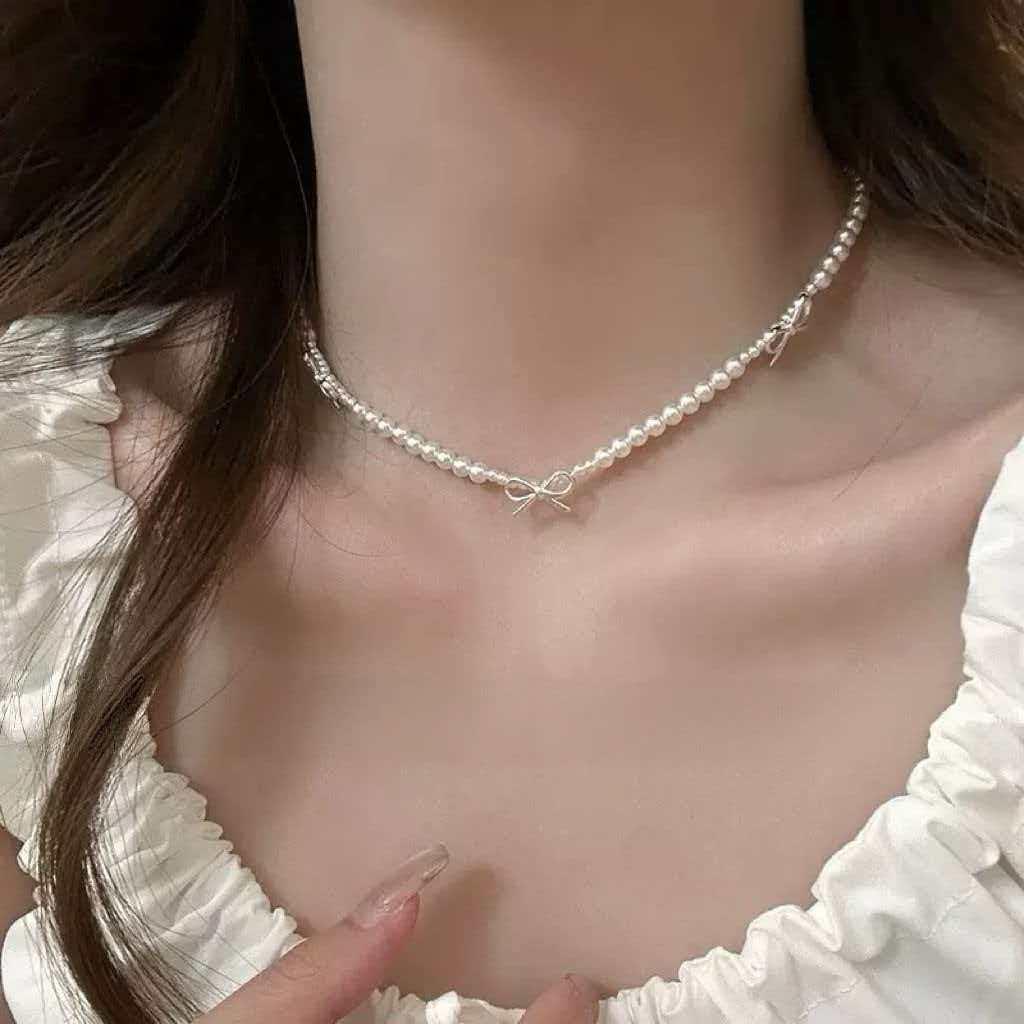 Glänzende Diamant-Schmetterling-Perlenkette: Damen Retro Würziges Mädchen Luxus Schlüsselbein Kette