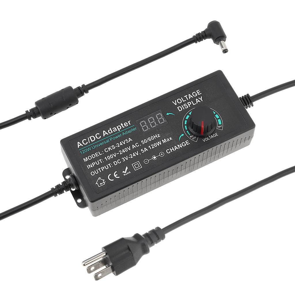 Adjustable Power Supply Adapter 72W 120W 5A Variable Switching Power Adapter 100V-240V AC To DC 3V-24V Converter Transformer