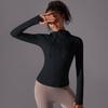 Nessaj Zipper Yoga Shirts With Thumb Hole Women High Elastic Sports Shirts Solid Colour Fitness Long Sleeve Tops