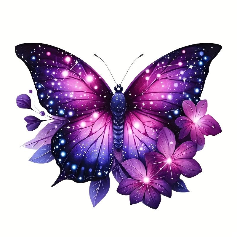 Vibrant Purple Butterfly Floral Decals Self-Adhesive Vinyl for Car Truck Motorcycle Notebook Computer Q30