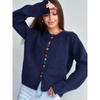 New Color Button Knitted Cardigan for Autumn and Winter, New Loose and Casual Sweater Coat for Women