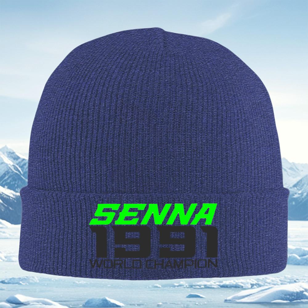 Senna 1991 World Champion racing design Men Women Unisex Knitted Hat Beanie Pullover Cap Winter Thermal Warm Christmas Outdoor C