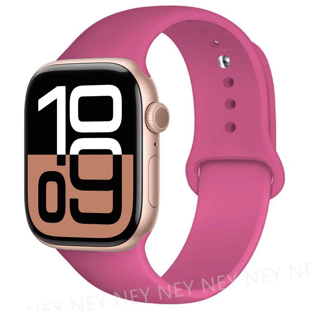 Silicone Band For Apple Watch Straps Ultra 2 49mm 45mm 44-40mm 41mm Sport Bracelet Apple Watch Series 10 42mm-46mm 8 7 6 5 SE 9