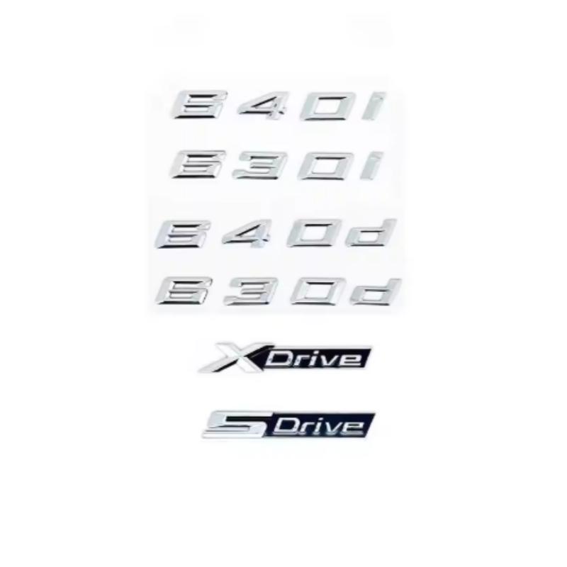 Glossy Black ABS Alphanumeric Badge for BMW E63 E64 F06 F12 F13 G32 - 630i 630d 640i 640d XDrive SDrive - Bright Silver Car Embl Yk2