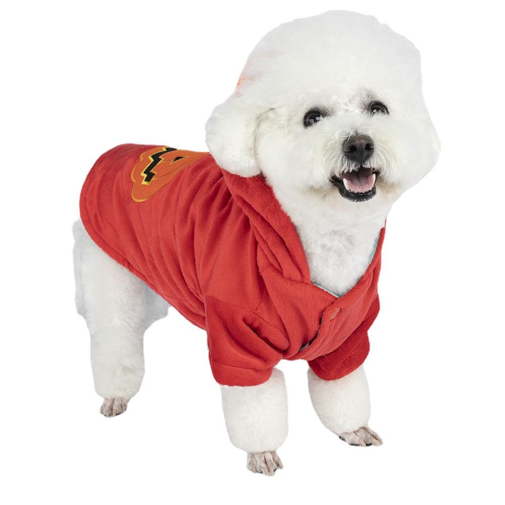 New Pet Clothes Halloween Puppy Pumpkin Clothes Cat Autumn & Winter Coat Suitable For Small And Medium-Sized Pets.