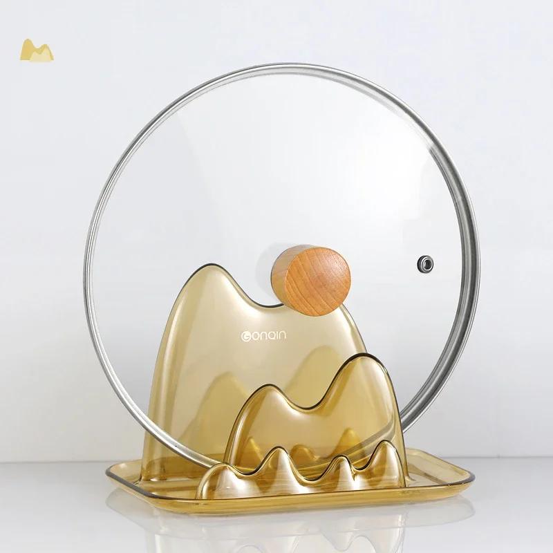 

Кухонная креативная полка для крышки кастрюли, столешница, двухслойная, для сидения, без сверления, лопата, полка для крышки кастрюли, аксессуары для дома жёлтый