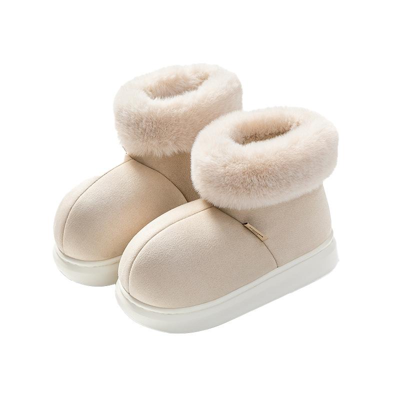 Thick-soled Cotton Slippers Winter Velvet Indoor Home Bag Heel Cotton Shoes Big Hair Mouth Autumn and Winter Warm