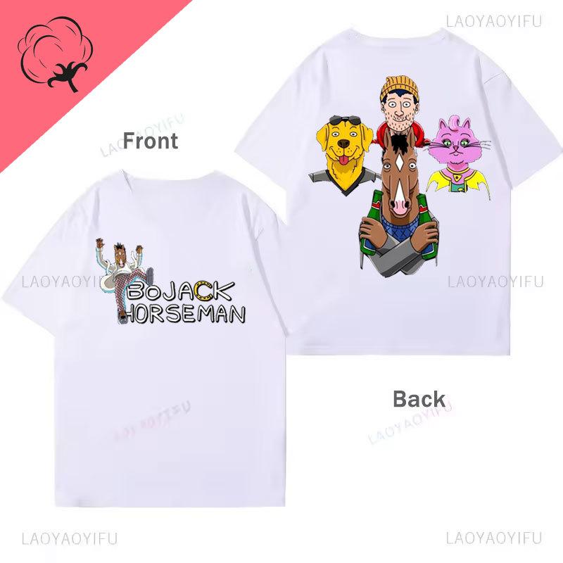 Bojack Horseunisex With Friends Tshirt Unisexs And Unisexs Vintage Classics Cotton Kids Funny Oversided Y2k Clothing Camisa Tee Top