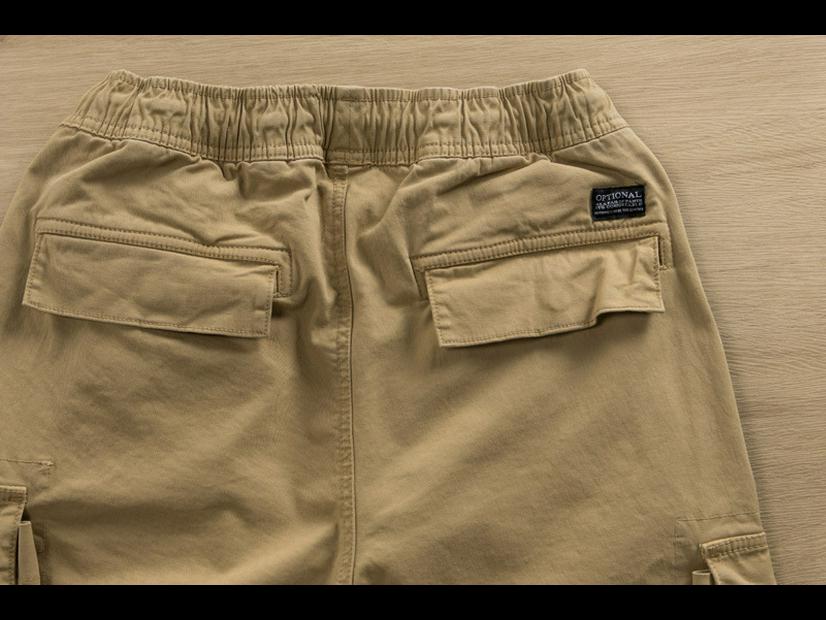 Men's Khaki Retro-Style Casual Lace-Up Overalls