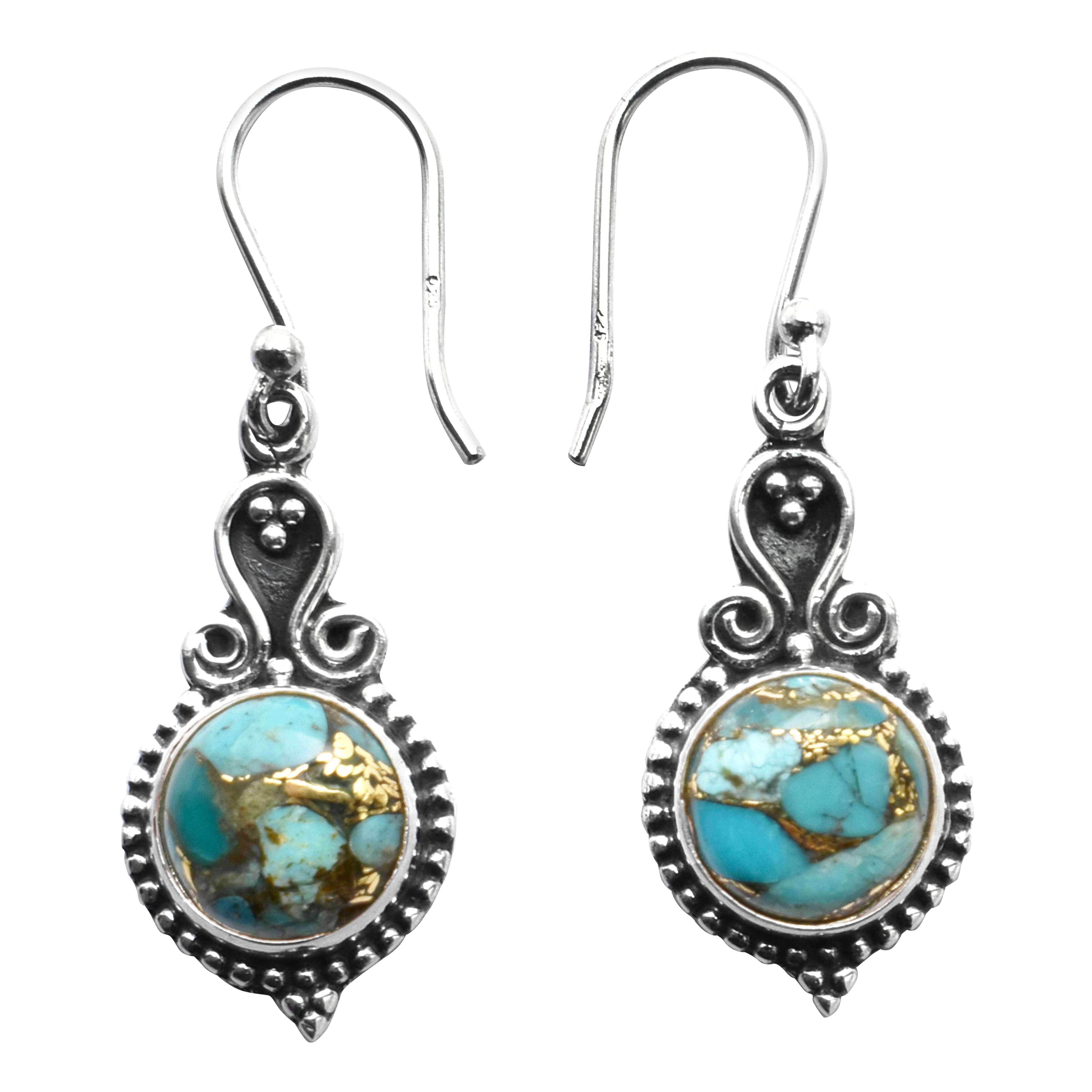 

Turquoise Gemstone Earrings Solid 925 Sterling Silver Handmade Earrings Jewelry Gift For Women And Girls E-3544