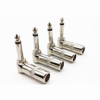 Premium Grade 6 35mm Right Angle Audio Connector for Guitar Cable (Pack of 4)