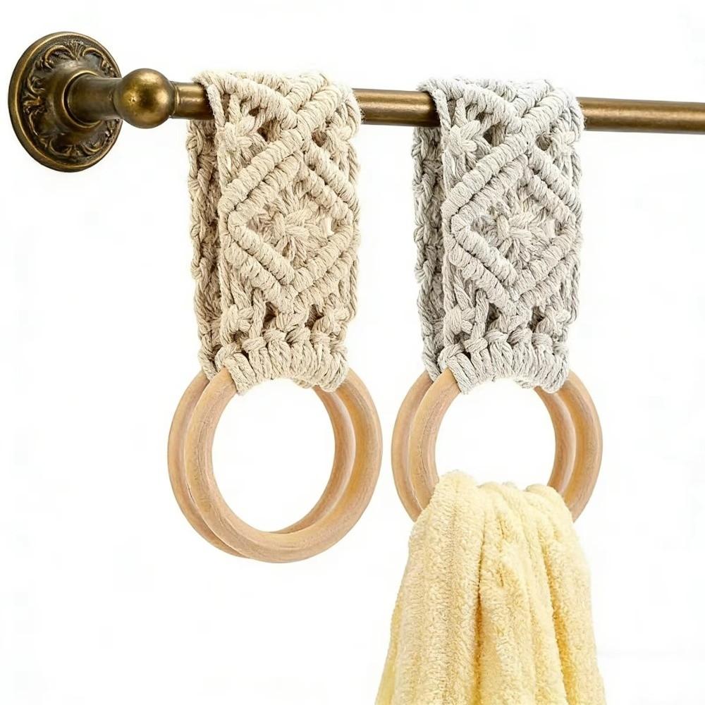 Cotton Rope Hand Towel Hanger Boho Style Wall Towel Rack New Towel Ring Holder  Washroom