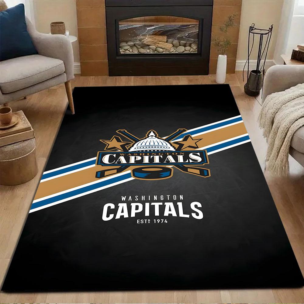 "Washington Capitals Logo Design" Patterned Carpet, Non Slip Mat Suitable for Living Room and Bedroom Sofas