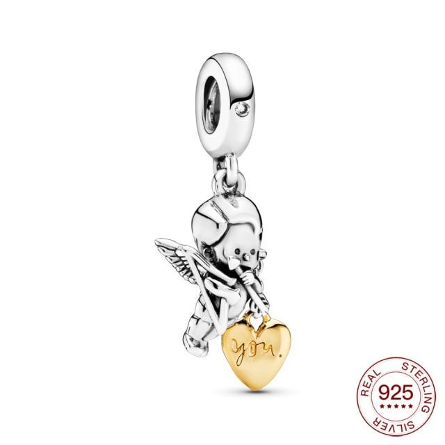925 Silver Charm Two Tone Wedding Ring Charm Pendant For Original Panjia Necklace Women Fashion Jewelry Gift