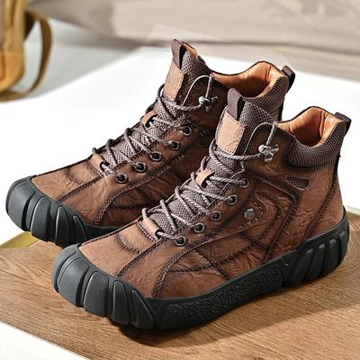 Fashion Hiking Boots Men's Flat Outdoor Ankle Shoes Round Toe Casual Athletic Footwear Trendy All-match Spring and Autumn Popular Model
