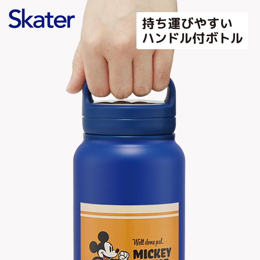 Skater Stainless Steel Mug with Insulated Water Screw Disney Mickey Mouse Handle, 800ml, Bottle, Handle, Design, STSC8-A